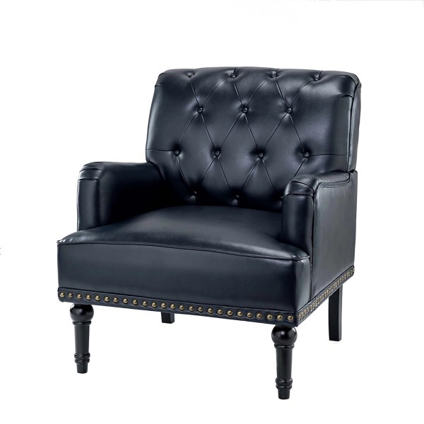 Battista Navy Vegan Leather Accent Chair Kirklands Home