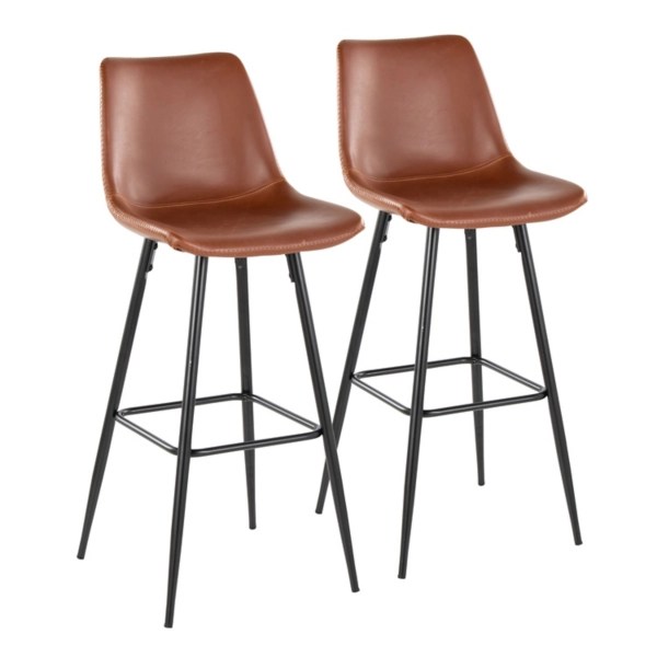 Cognac Faux Leather Metal Bar Stools, Set of 2 Kirklands Home