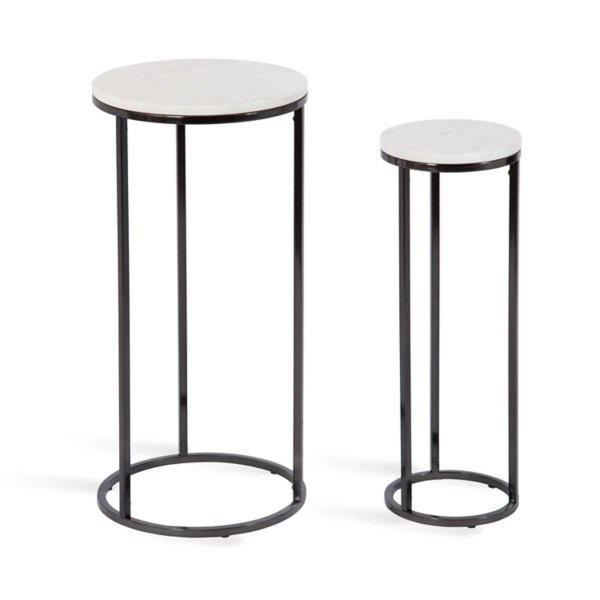 White Marble Black Nesting Accent Tables, Set of 2 Kirklands Home