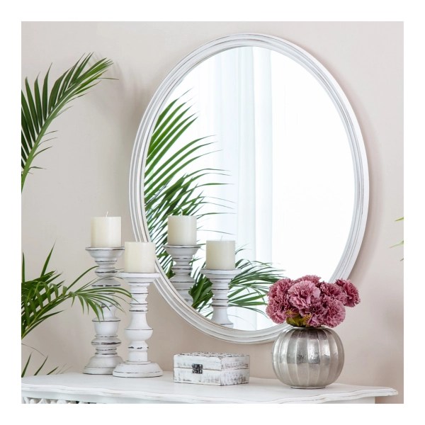 Distressed White Carved Round Wall Mirror Kirklands Home