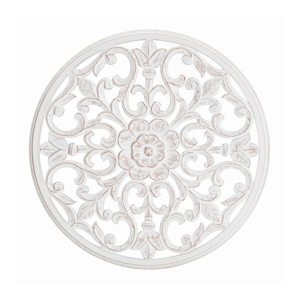 Kirklands White Wood Medallion Beaded Frame Wall Plaque Hamilton Place