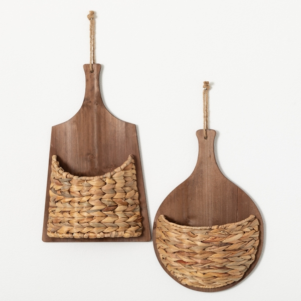 Wood and Seagrass Wall Baskets, Set of 2 Kirklands Home