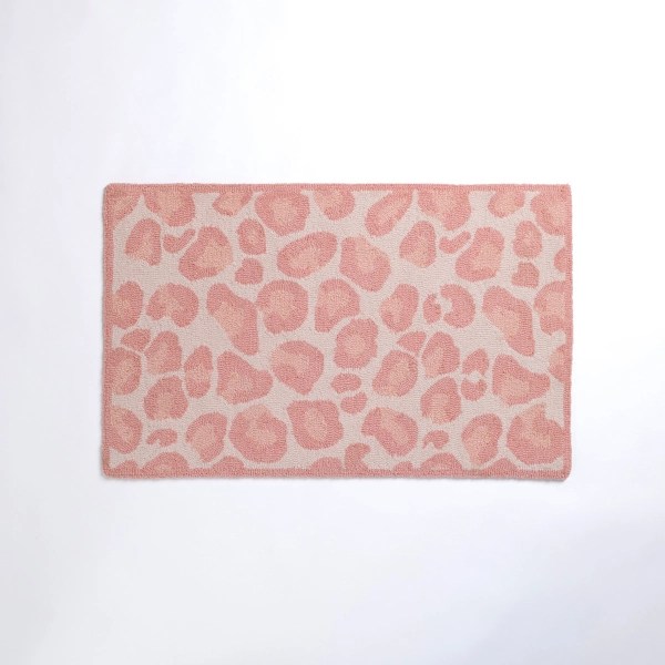 Pink Leopard Print Hooked Floor Mat Kirklands Home