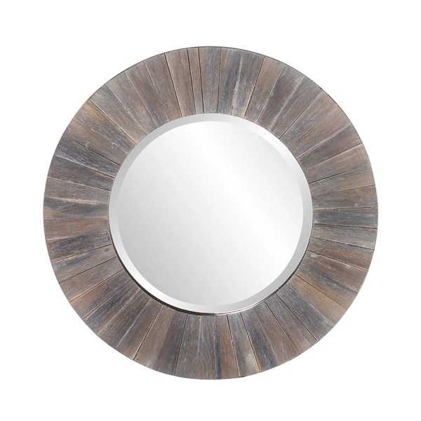 Henley Round Gray Wood Wall Mirror Kirklands Home