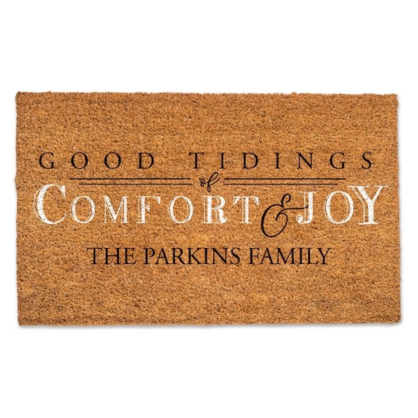 Personalized Good Tidings Coir Doormat Kirklands Home