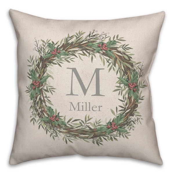 Personalized Christmas Wreath Throw Pillow Kirklands Home