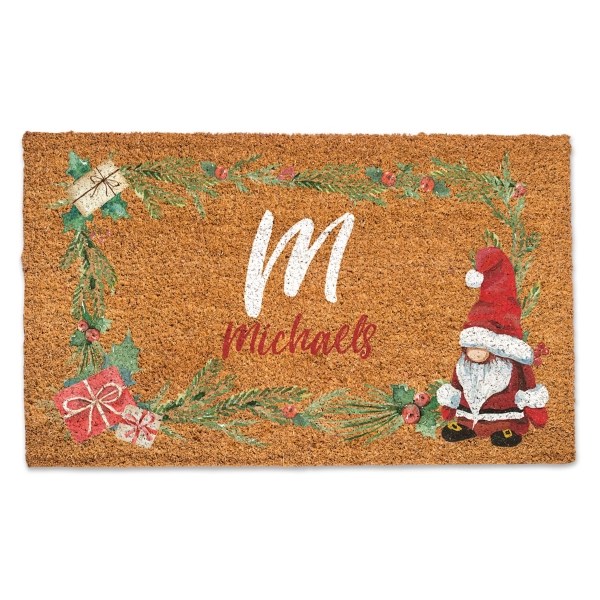 Personalized Monogram Christmas Gnome Doormat Kirklands Home