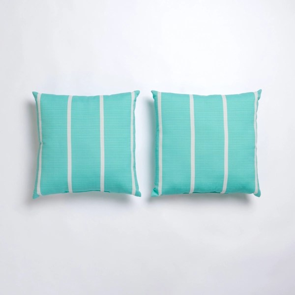Turquoise Stripe Outdoor Pillows, Set of 2 Kirklands Home