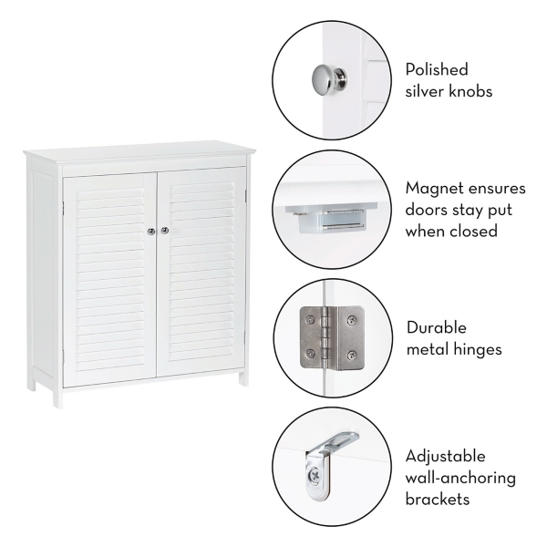 Kirklands White Slatted 2Door Bathroom Storage Hamilton Place