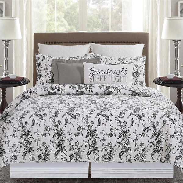 Bleighton Black Floral 3pc. Full/Queen Quilt Set Kirklands Home