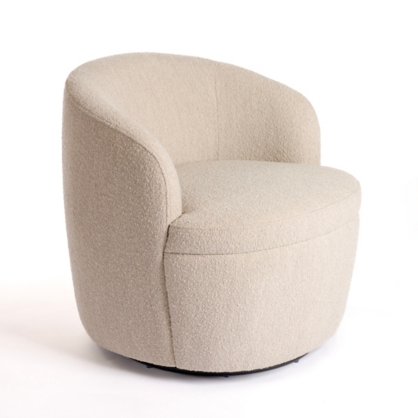 Small Round Sand Boucle Swivel Accent Chair Kirklands Home