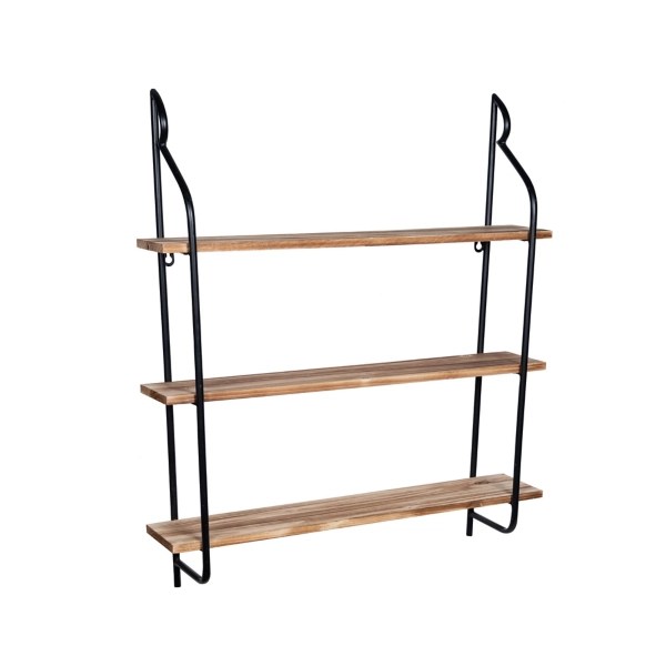 Natural Wood and Black Metal 3Tier Shelf Kirklands Home