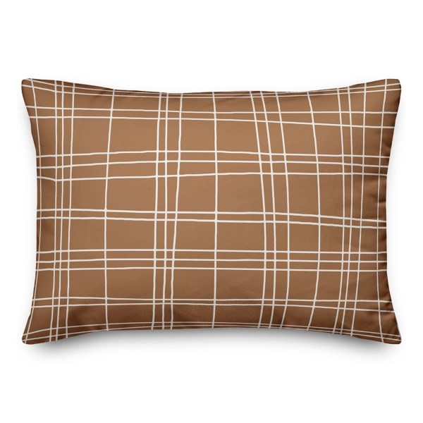 Brown Grid Indoor/Outdoor Lumbar Pillow Kirklands Home