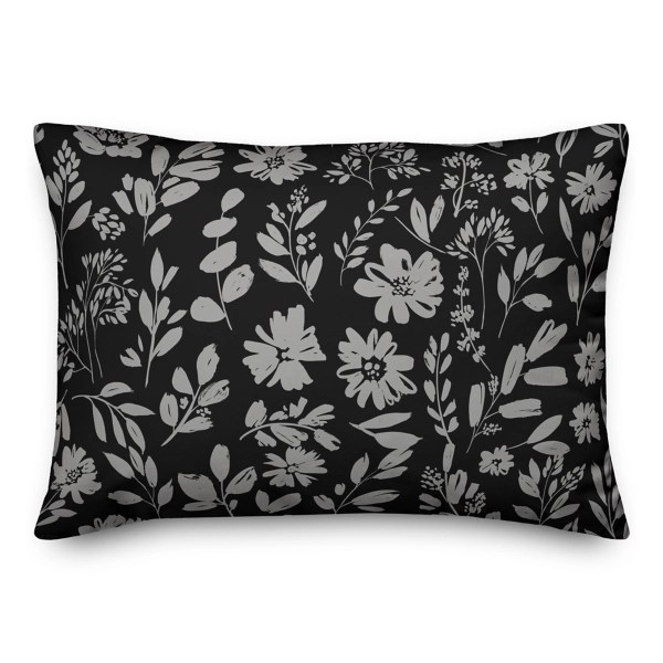 Monochrome Florals Indoor/Outdoor Lumbar Pillow Kirklands Home