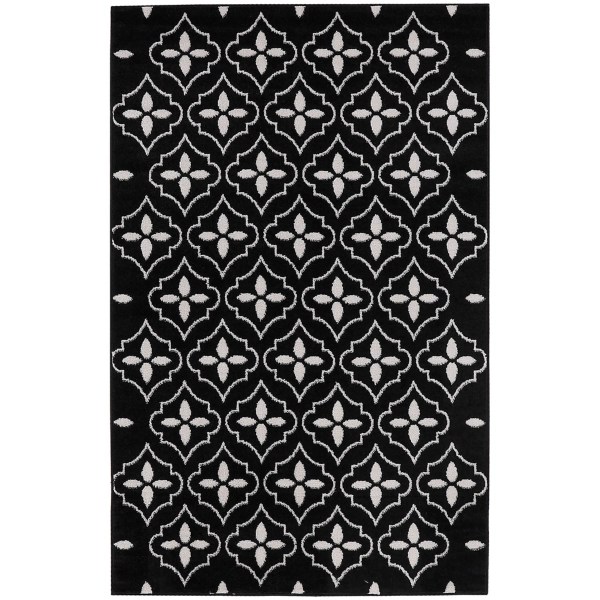 Black & Ivory Quatrefoil Indoor/Outdoor Rug, 4x6 Kirklands Home