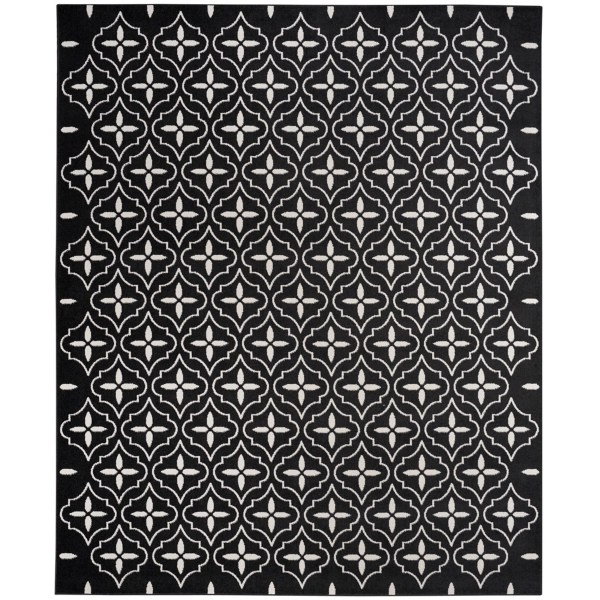 Black & Ivory Quatrefoil Indoor/Outdoor Rug, 5x7 Kirklands Home