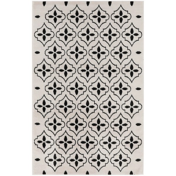 Ivory & Black Quatrefoil Indoor/Outdoor Rug, 4x6 Kirklands Home
