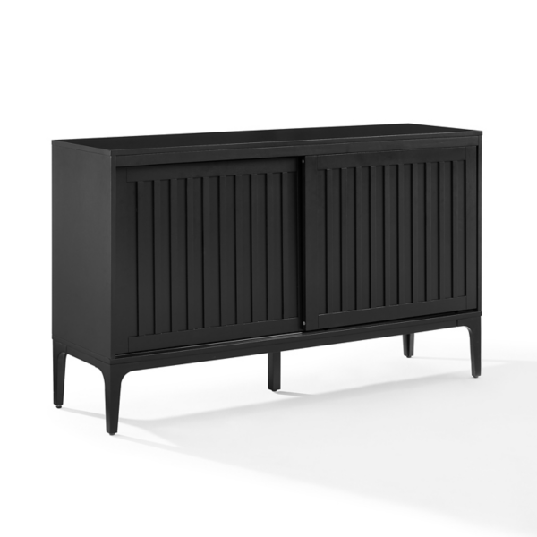 Black Slatted Sliding Door Sideboard Kirklands Home