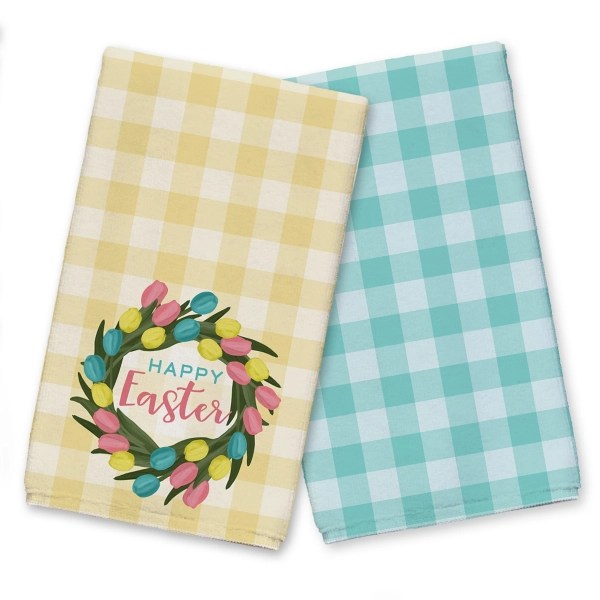 Plaid Happy Easter Kitchen Towels, Set of 2 Kirklands Home