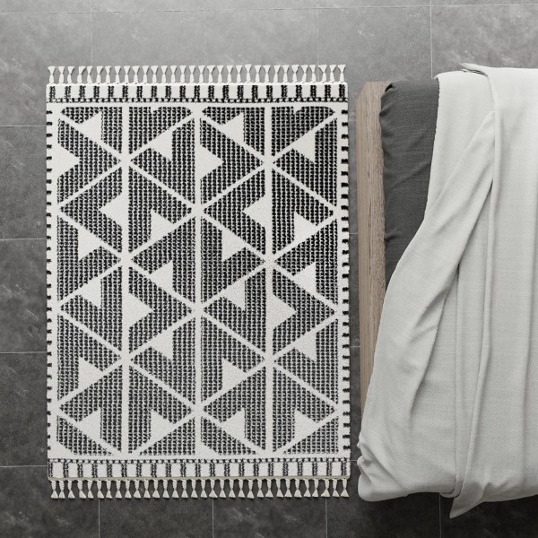 Black & White Geometric Shag Area Rug, 5x7 Kirklands Home