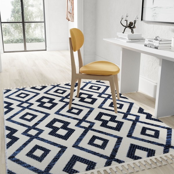 Navy & White Diamond Trellis Area Rug, 8x10 Kirklands Home