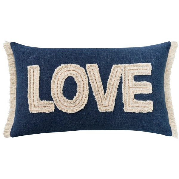 Navy Beaded Love Lumbar Pillow Cover Kirklands Home