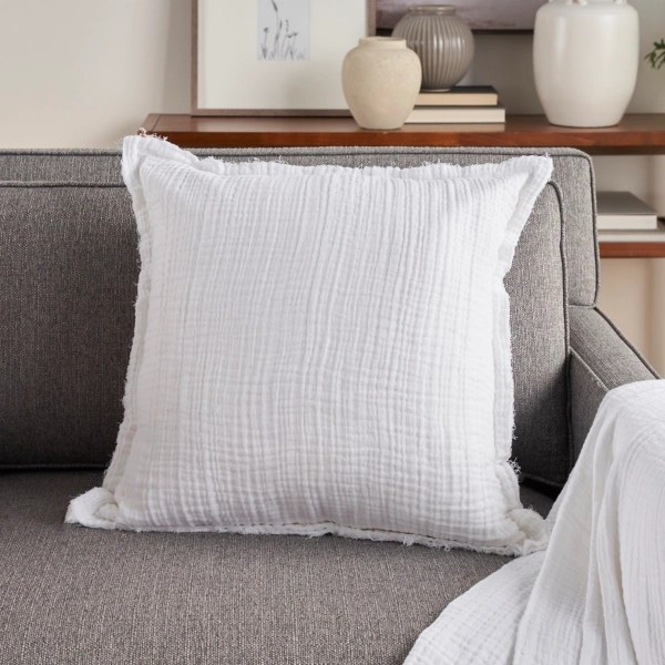 White Muslin Throw Pillow Cover Kirklands Home