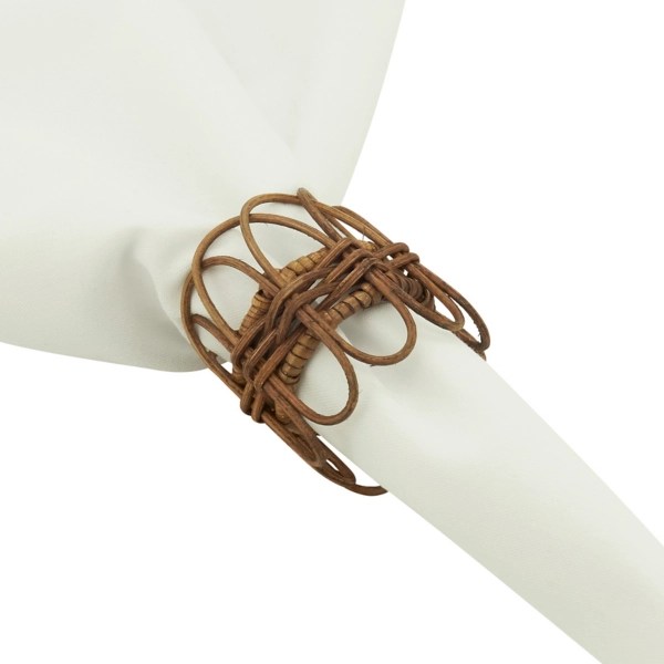 Brown Twisted Rattan Napkin Rings, Set of 4 Kirklands Home