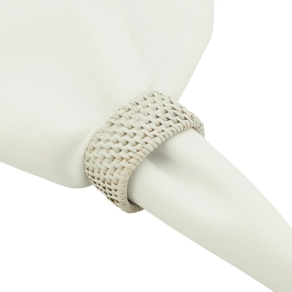 Cream Woven Rattan Oval Napkin Rings, Set of 4 Kirklands Home