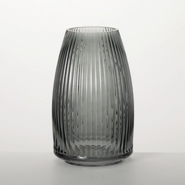 Black Round Ribbed Glass Vase Kirklands Home