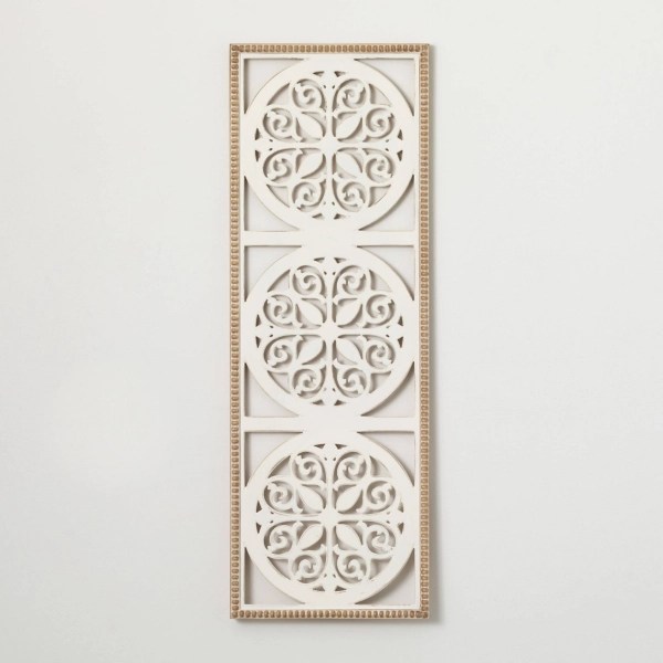 Kirklands White Wood Medallion Beaded Frame Wall Plaque Hamilton Place