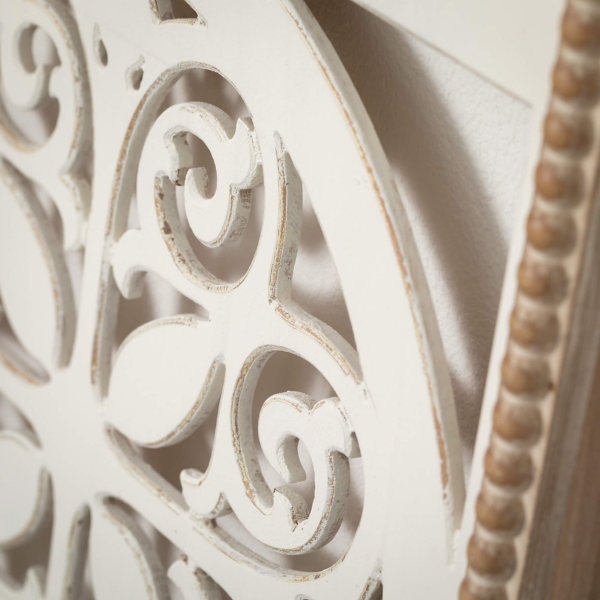 Kirklands White Wood Medallion Beaded Frame Wall Plaque Hamilton Place