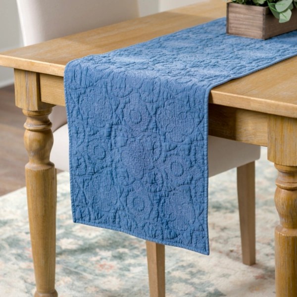 Avery Blue Quilted Table Runner, 80 in. Kirklands Home
