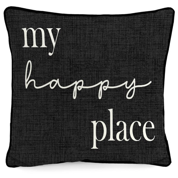 Black & White My Happy Place Outdoor Pillow Kirklands Home