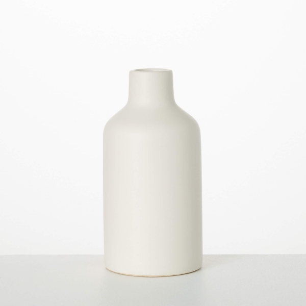 Matte White Ceramic Bottle Vase, 10 in. Kirklands Home