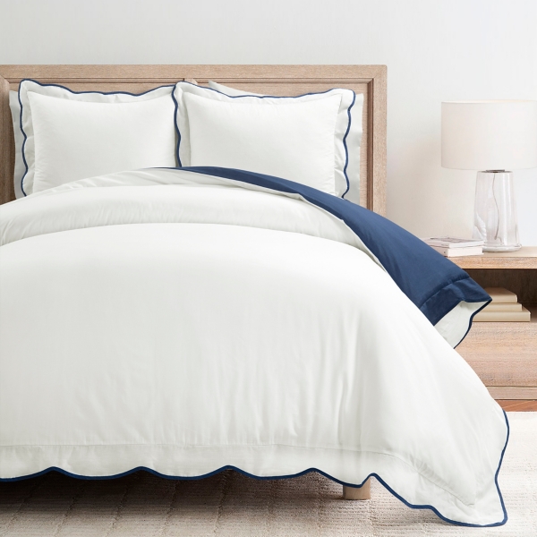Navy Scallop Edge 3pc. King Duvet Cover Set Kirklands Home