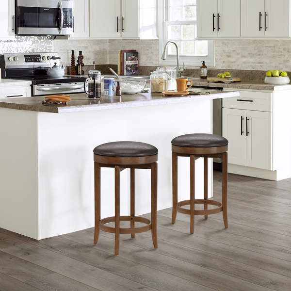 Kirklands White Upholstered Swivel Bar Stools, Set of 2 Hamilton Place