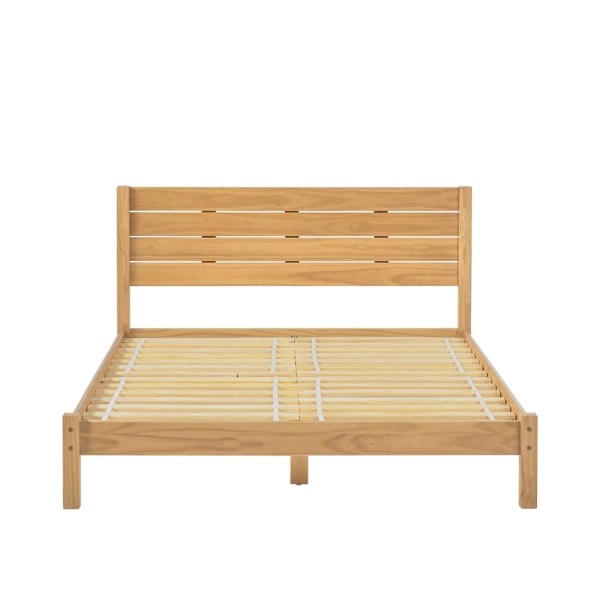 Kirklands Natural Pine Wood Slatted Headboard Queen Bed Hamilton Place