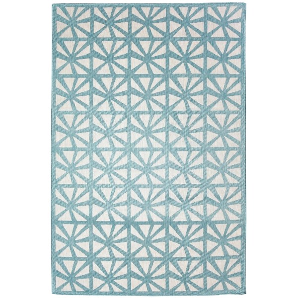 Aqua Windmill Outdoor Area Rug, 4x7 Kirklands Home