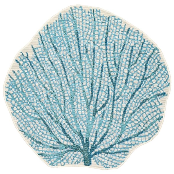 Blue Coral Shaped Indoor/Outdoor Rug Kirklands Home