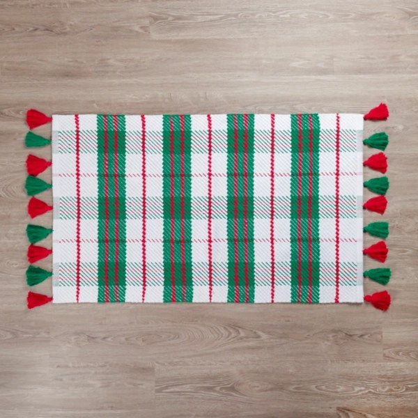 White Christmas Plaid Scatter Rug Kirklands Home