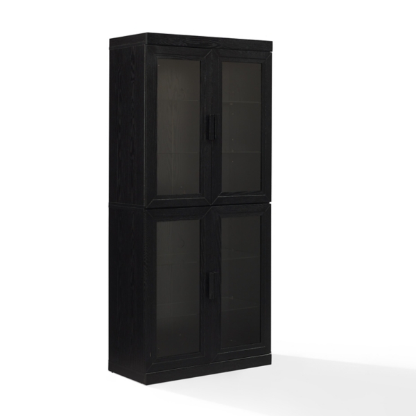 Tall Black Wood and Glass Door Storage Kirklands Home