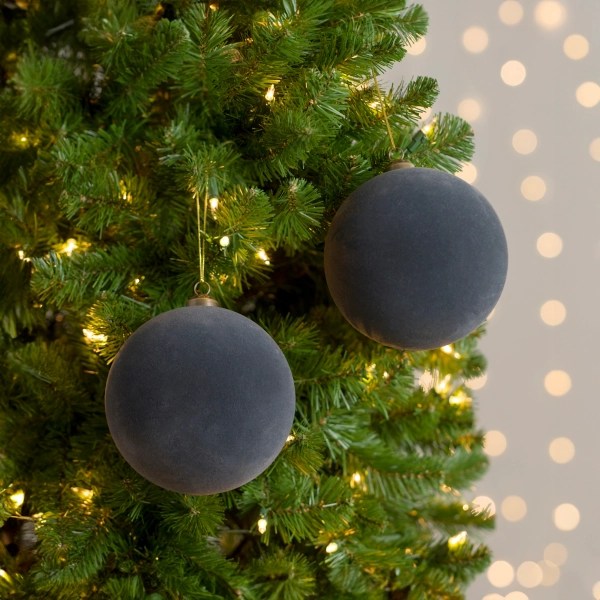 Slate Velvet Ball 2pc. Ornament Set, 4 in. Kirklands Home