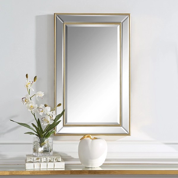 Kirklands Gold Beaded Double Frame Beveled Wall Mirror Hamilton Place