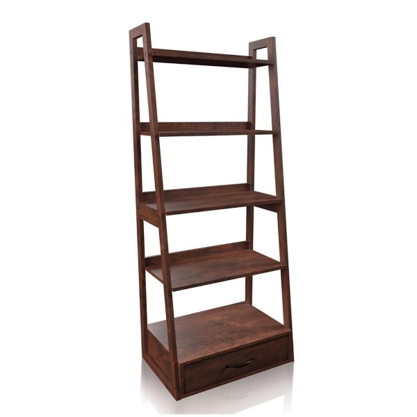 Brown Wood 5Shelf Leaning Bookshelf Kirklands Home