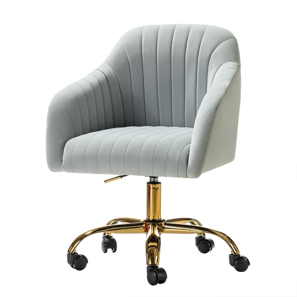 Gray Velvet Swivel Jacyln Office Chair Kirklands Home