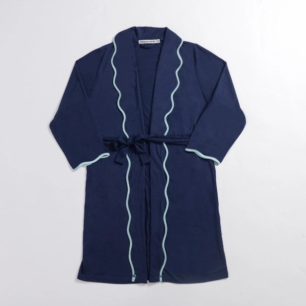 Navy Scalloped Jersey Robe, L/XL Kirklands Home
