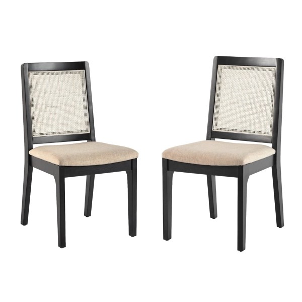 Black Wood Rattan Catalina Dining Chairs, Set of 2 Kirklands Home