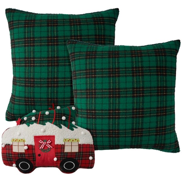 Green Plaid and Camper Pillows, Set of 3 Kirklands Home
