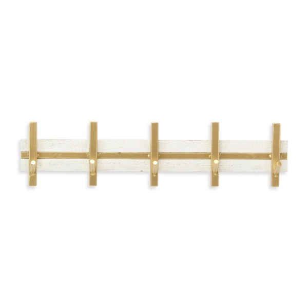 Gold and White 5Hook Coat Rack Kirklands Home